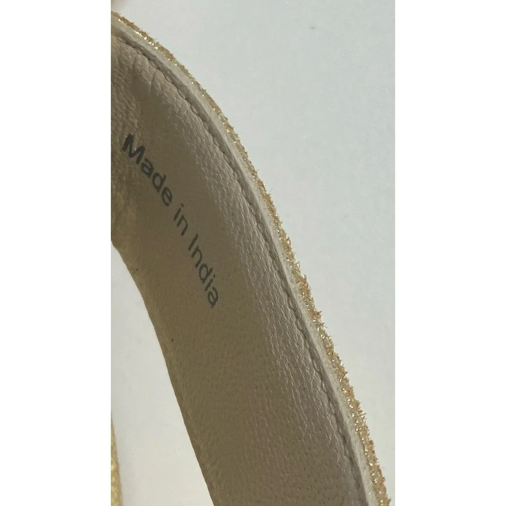 Boden Gold Metallic‎ Leather Low Wedge Sandals Polka Dot Insole Size 38